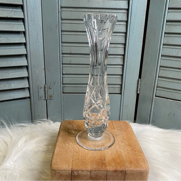 Gorham Clear Crystal Pedestal Vase 8" Tall Made in Germany - Picture 1 of 7